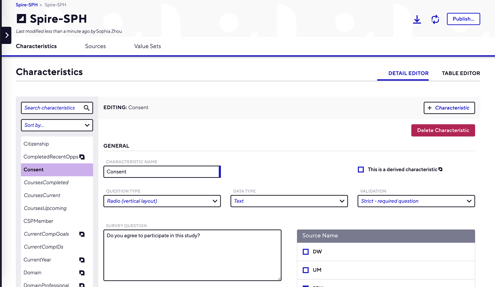 Michigan Tailoring System UI